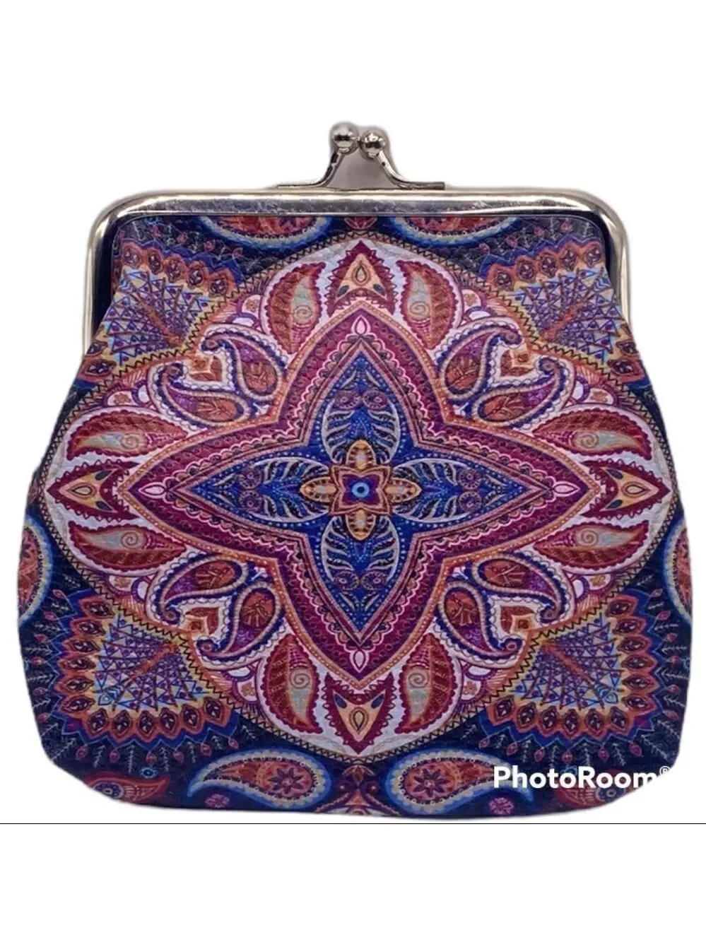Blue & Red Paisley Snap Jewelry Change Purse with & Burgandy Floral Snap! VIDEO!